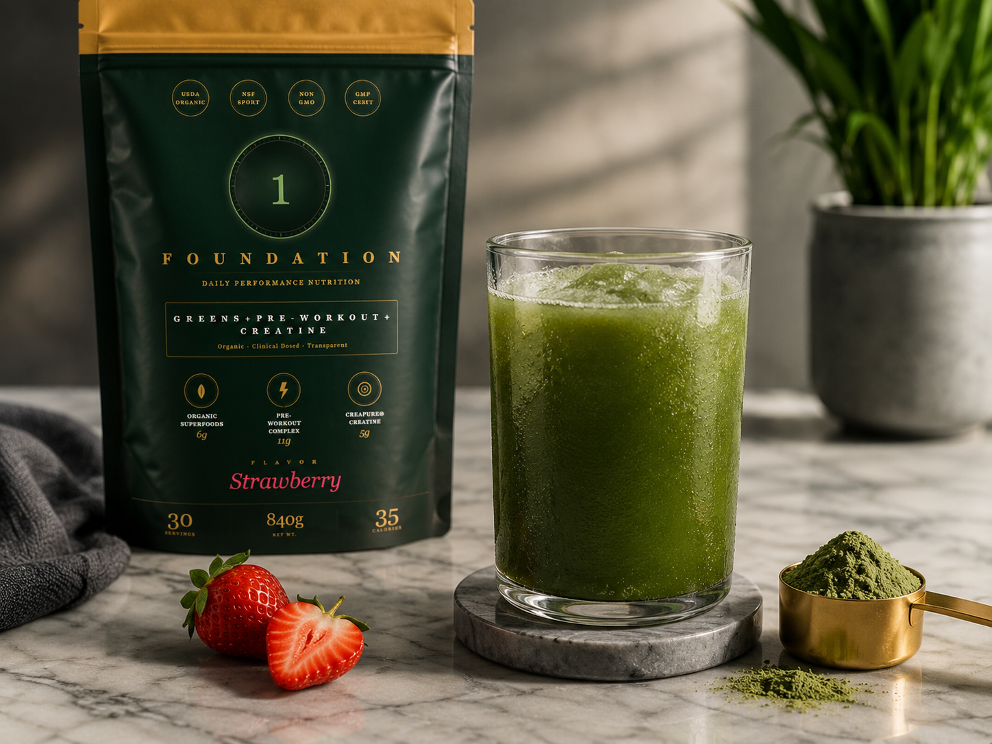 Prepared green Foundation One drink
